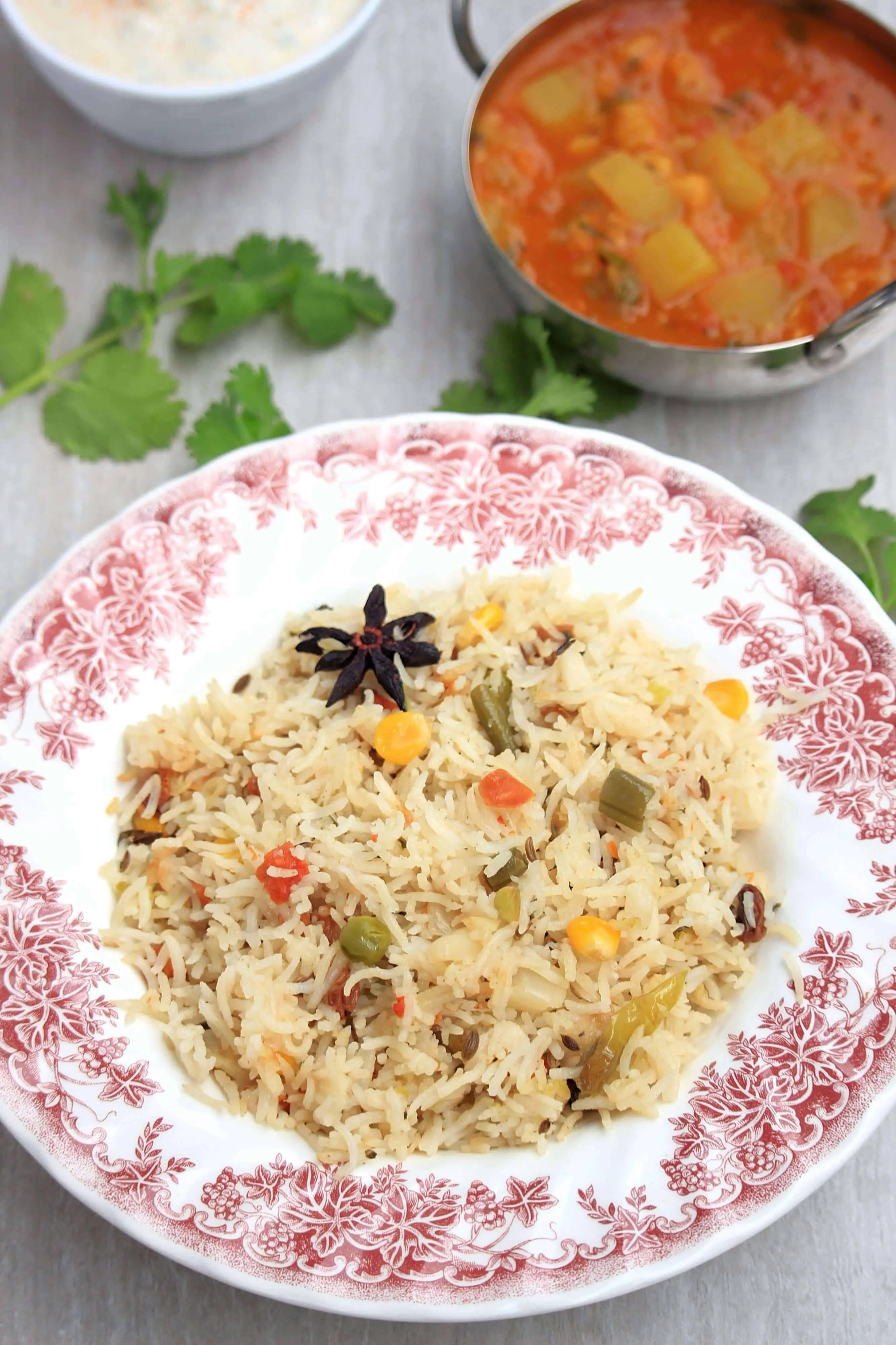 Vegetable Pulao is ready to serve.
