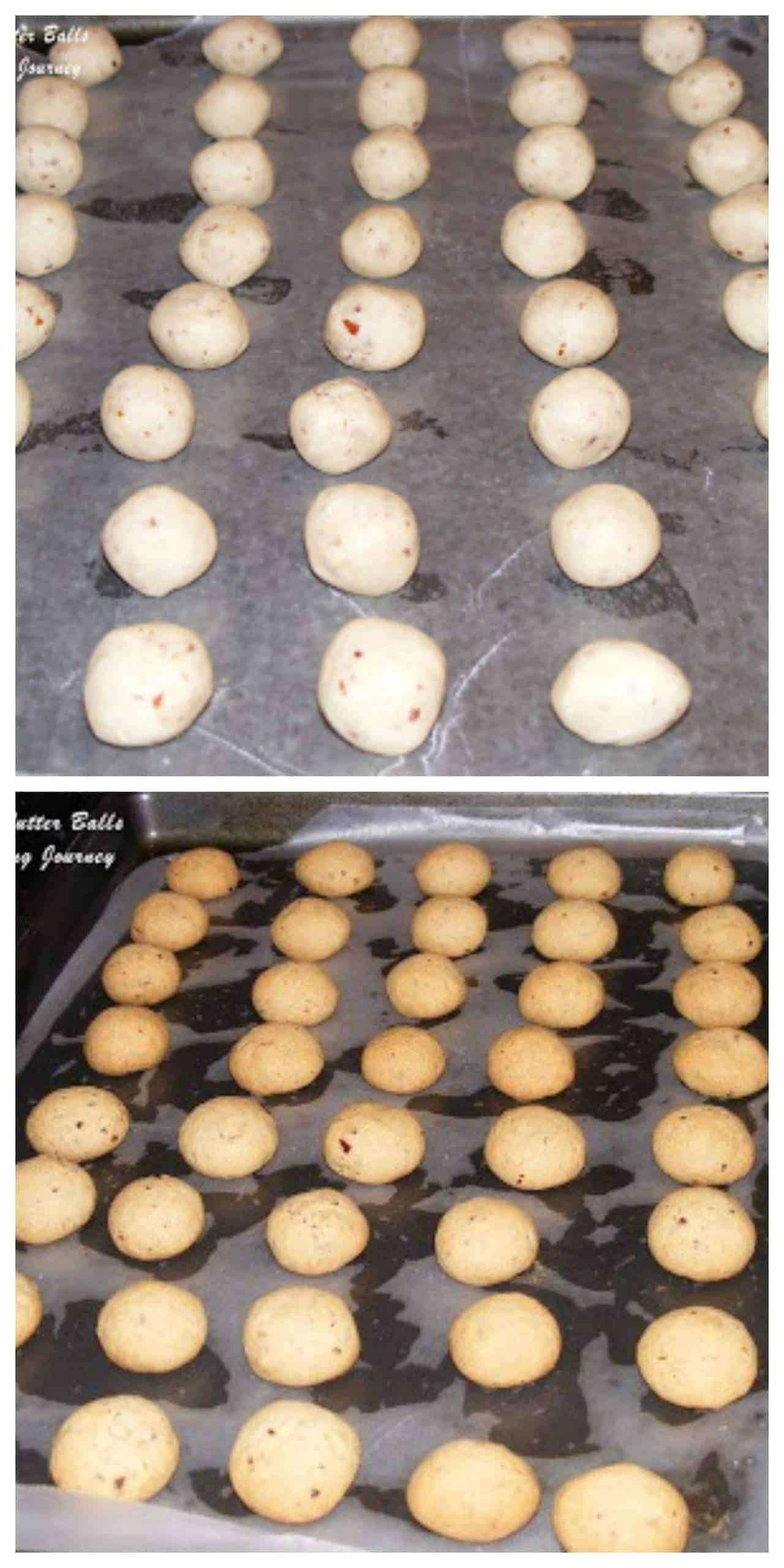Shaped cookie dough in a baking sheet