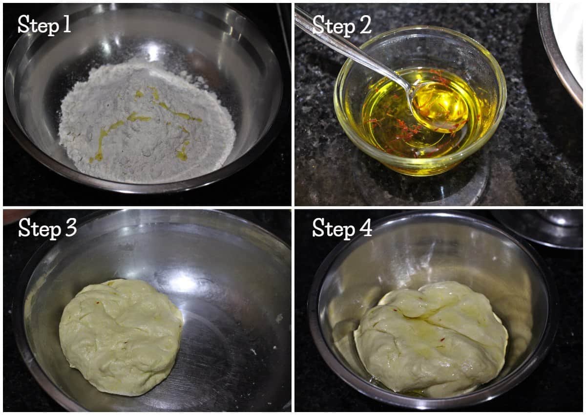 process shot for making puranam boli dough