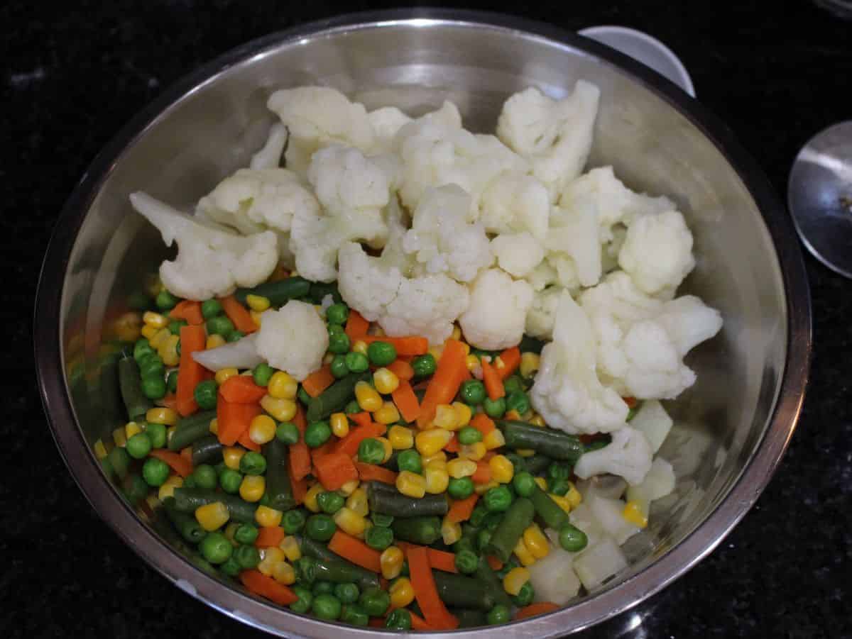 Mixed vegetables in a bowl.