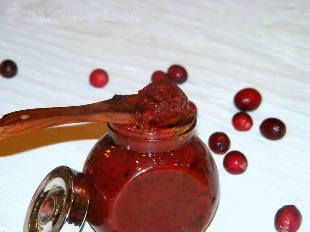 Cranberry Pickle in ca glass container