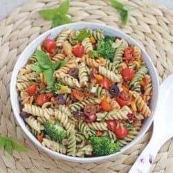 pasta salad with vegetables and herb