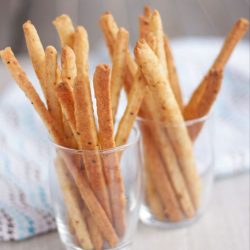 cheese straws in glass