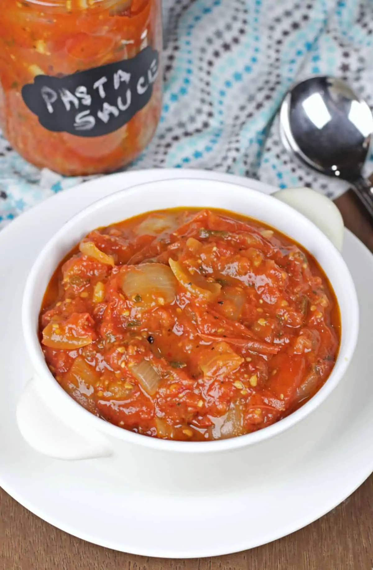 roasted tomato sauce in a bowl and jar
