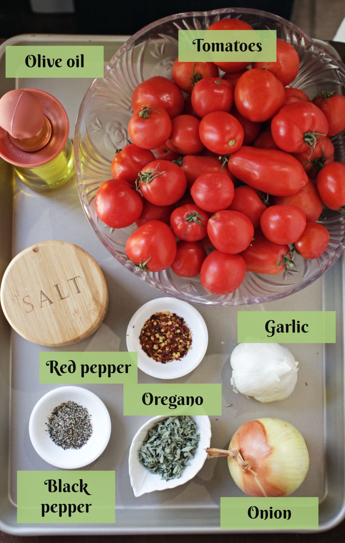 ingredients needed to make oven roasted tomato sauce