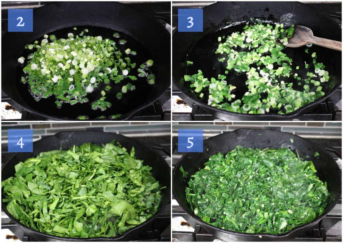 process shot to cook spinach