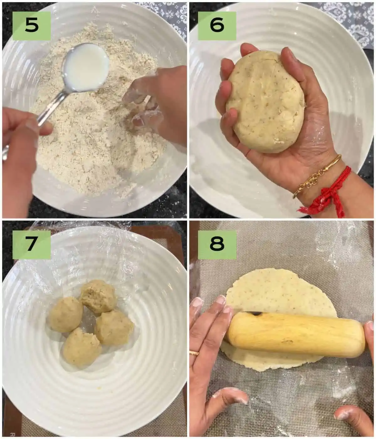 making dough for sweet shakarpara