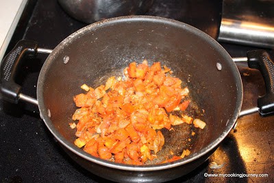 cooking tomatoes in a pan