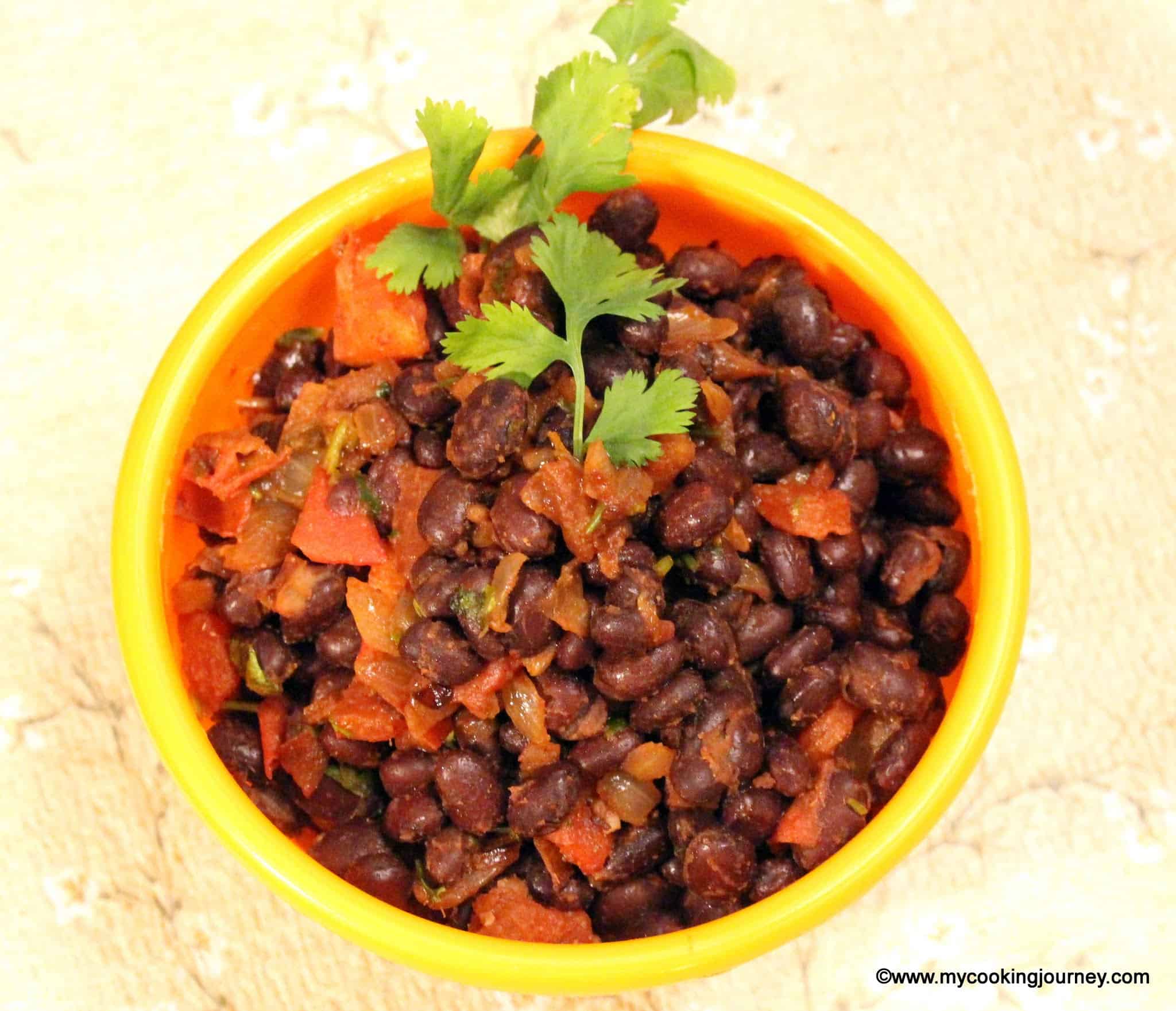 Warm black bean salad top view