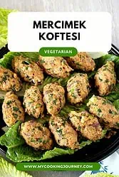 Vegan kofte arranged in a plate over lettuce