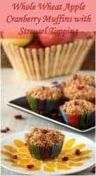 apple cranberry muffins in plate and outside