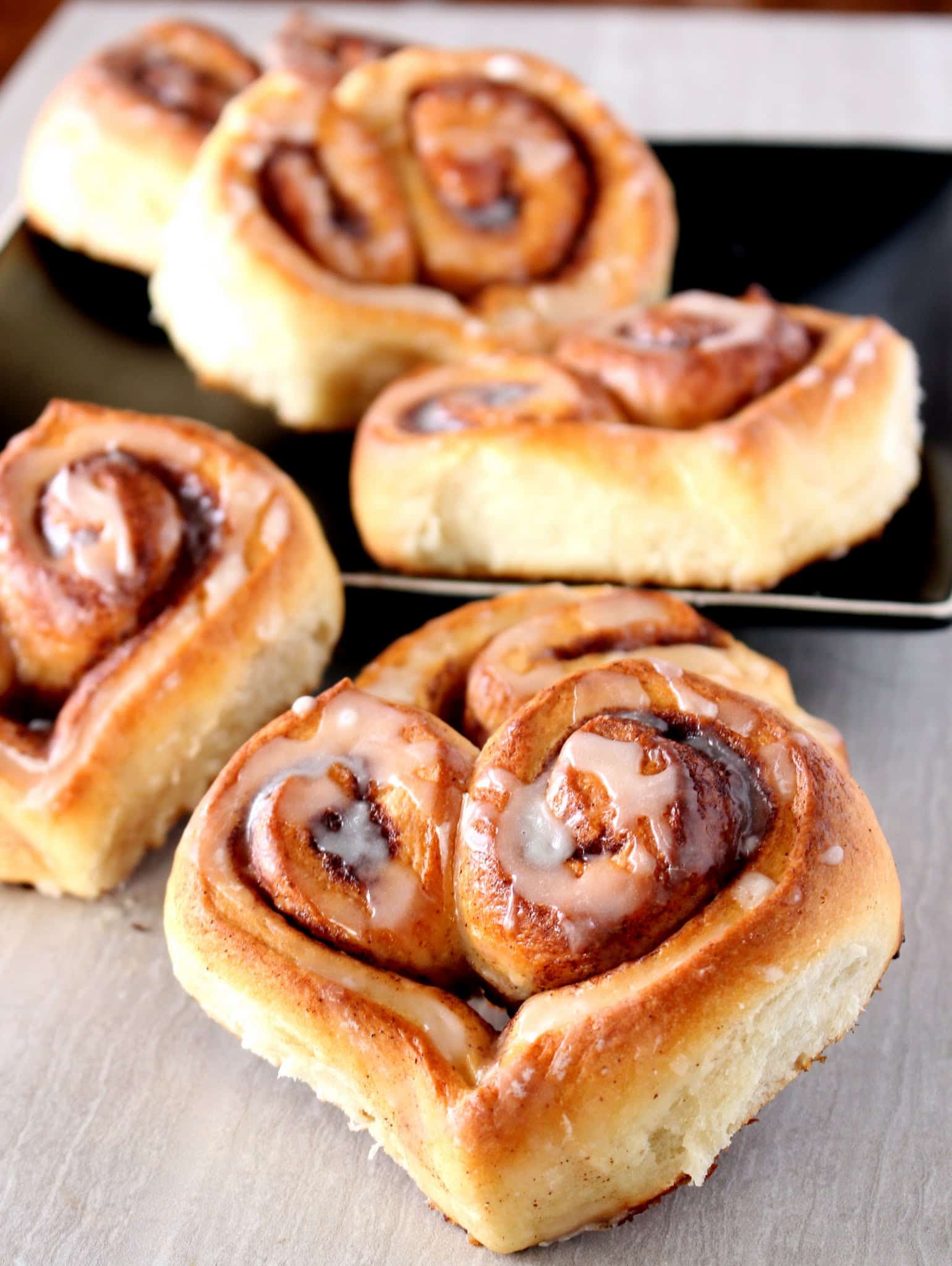 Heart shape Cinnamon Rolls with glaze