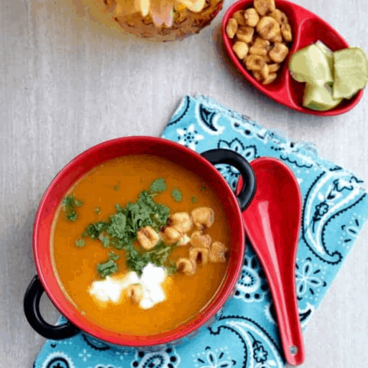 Mexican Flavored Roasted Butternut Squash Soup in a Bowl
