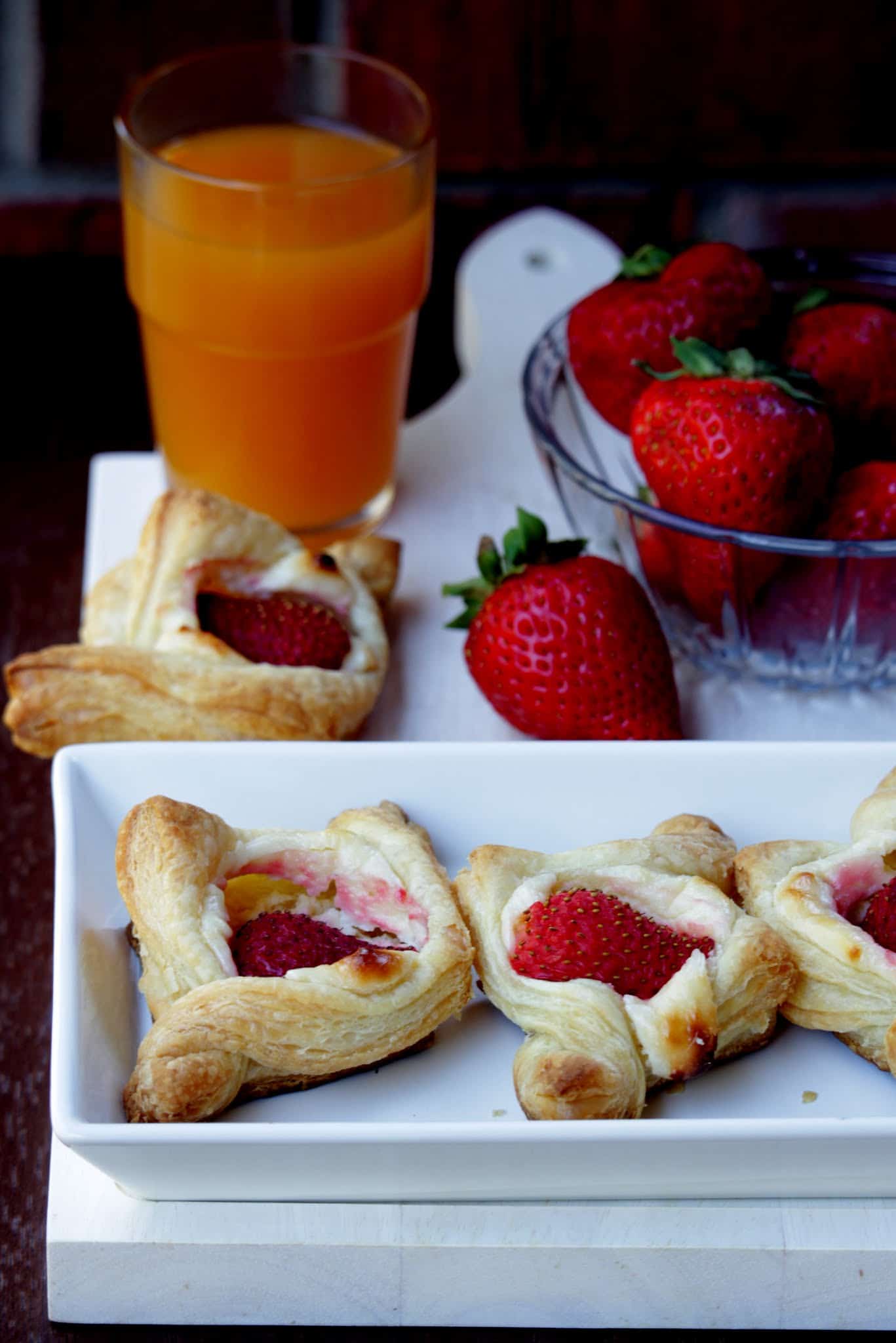 Ready to serve strawberry cream cheese pastry with juice