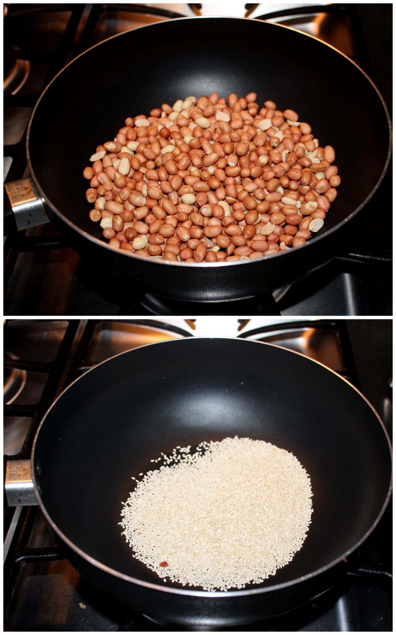 Roasting peanuts in a pan