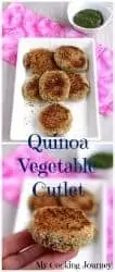 quinoa vegetable cutlet with sides in a plate