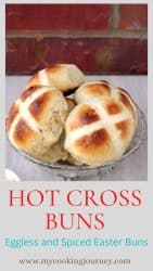 hot cross buns in a basket with text