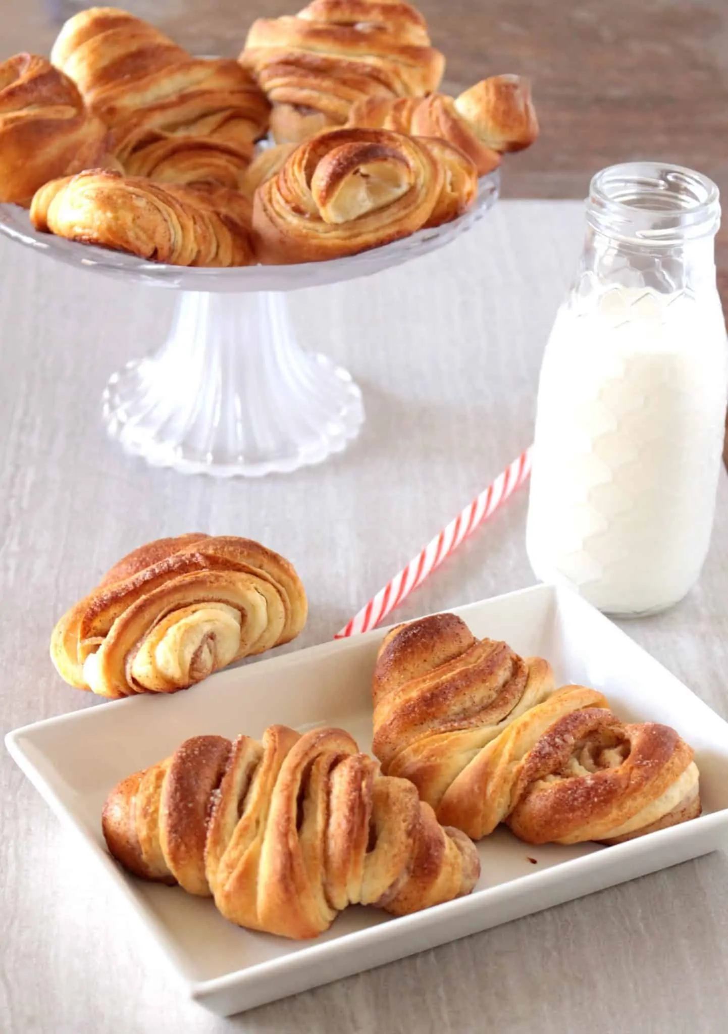  German Croissant served in a bowl with milk