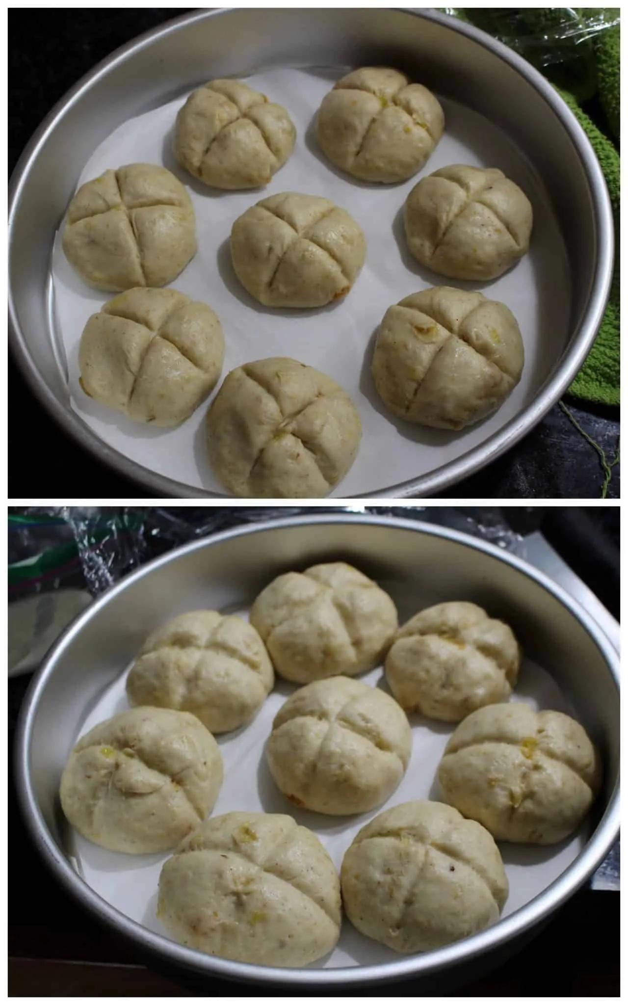 Dough proofing for hot cross buns