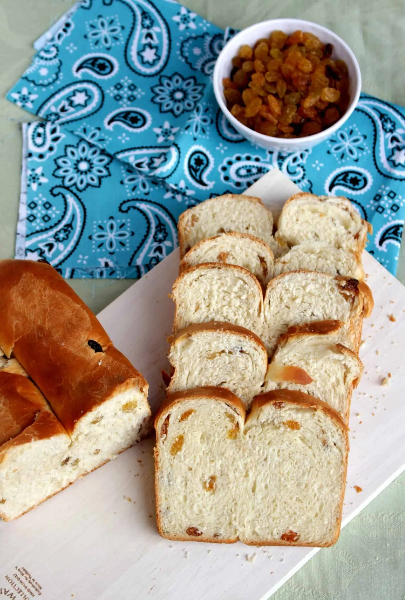 Irish Freckle Bread sliced in a tray