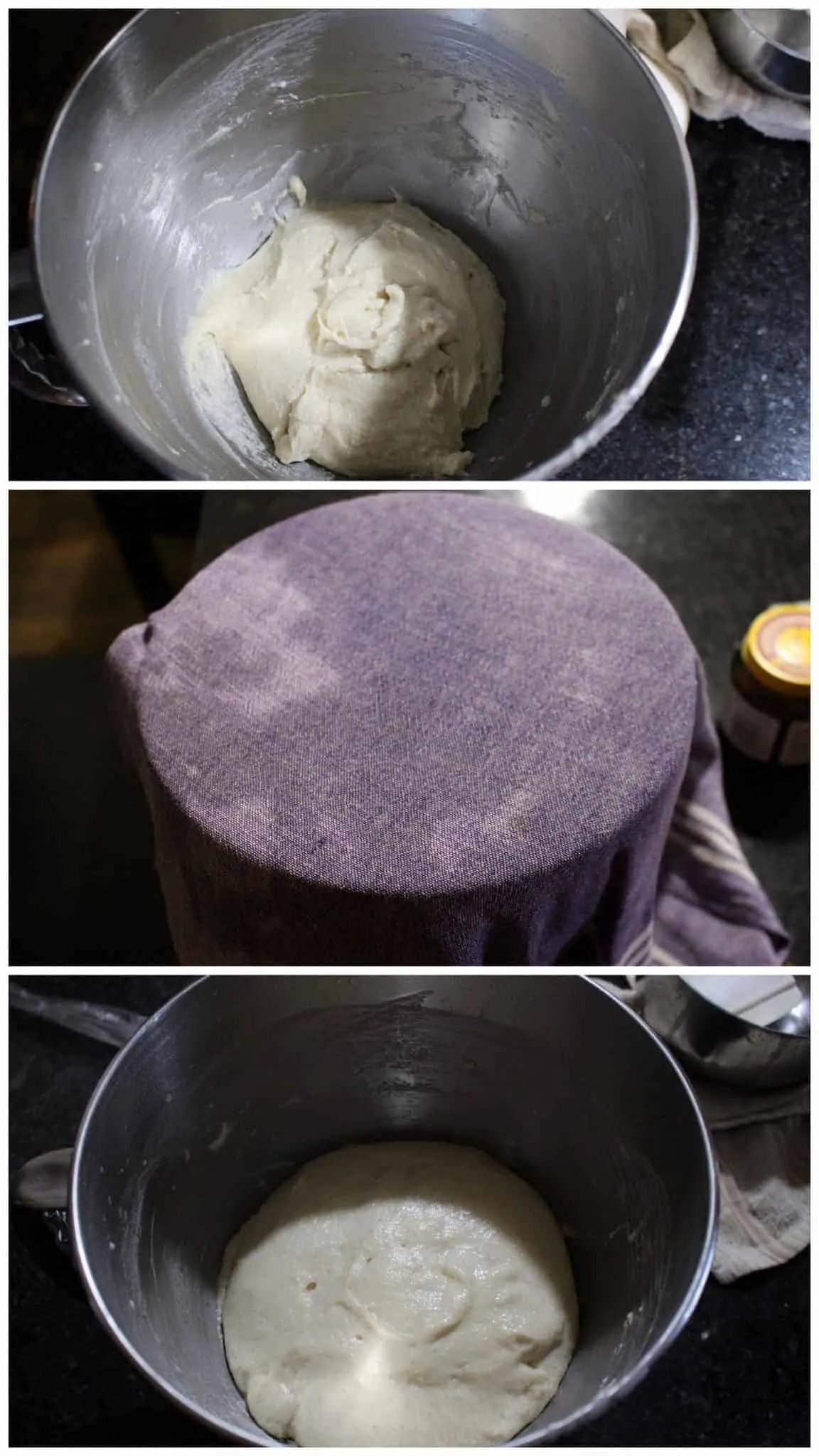 Making the dough in a bowl and resting it to proof