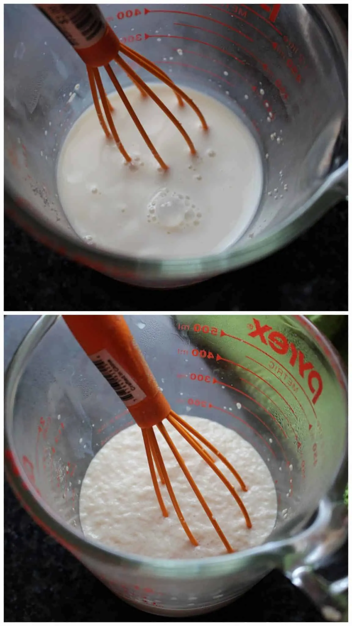 Whisking the ingredients in a bowl