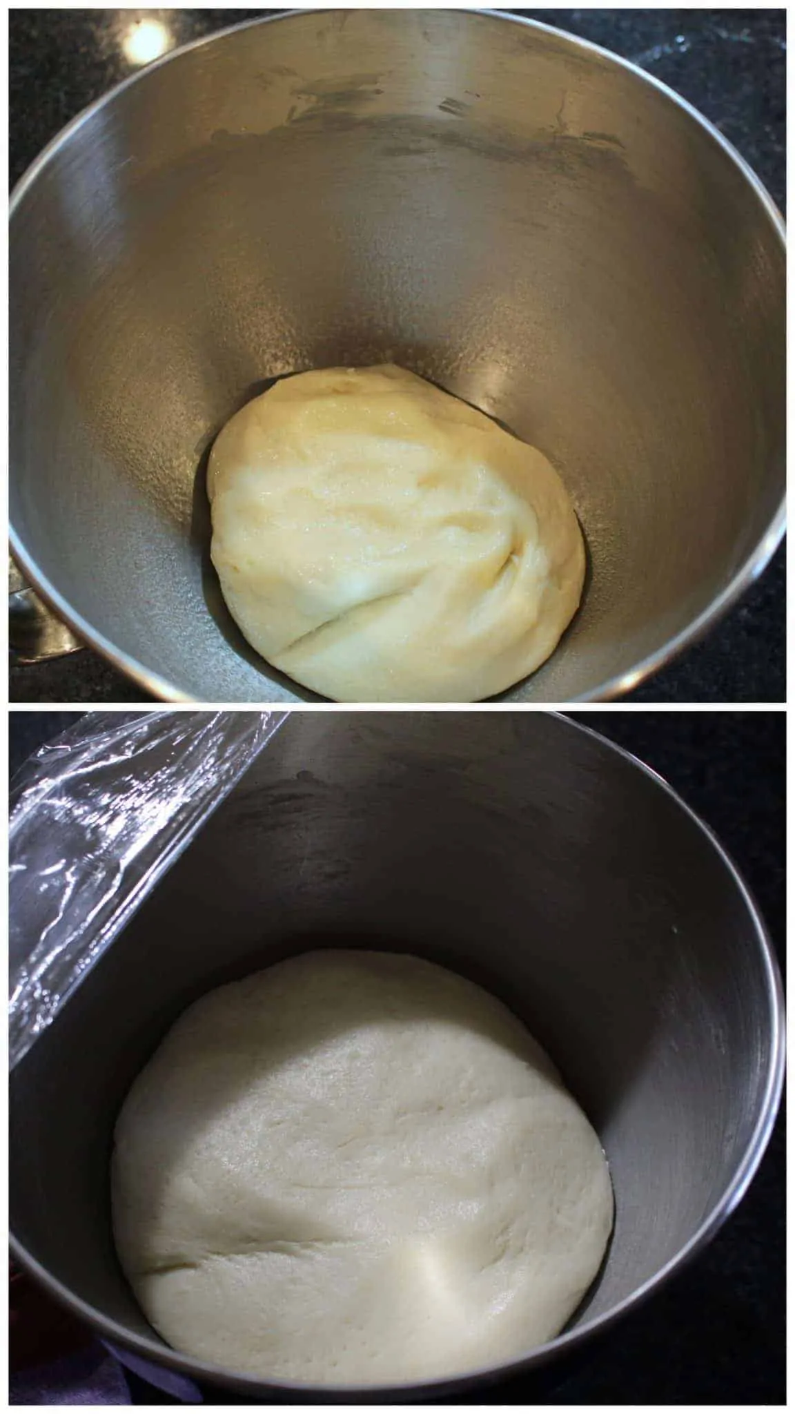 Knead a dough in a bowl