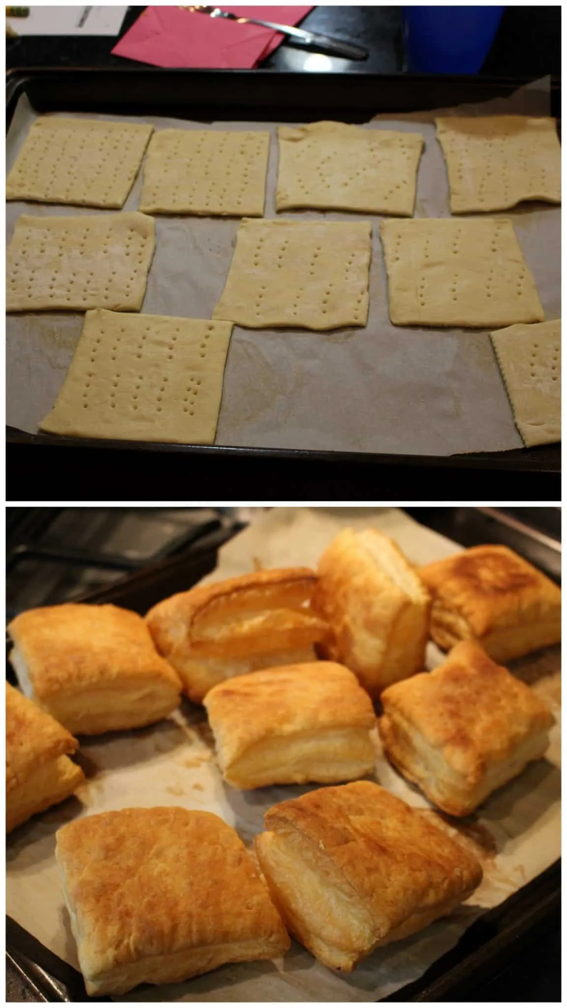 Cooking the puff pastry in the oven