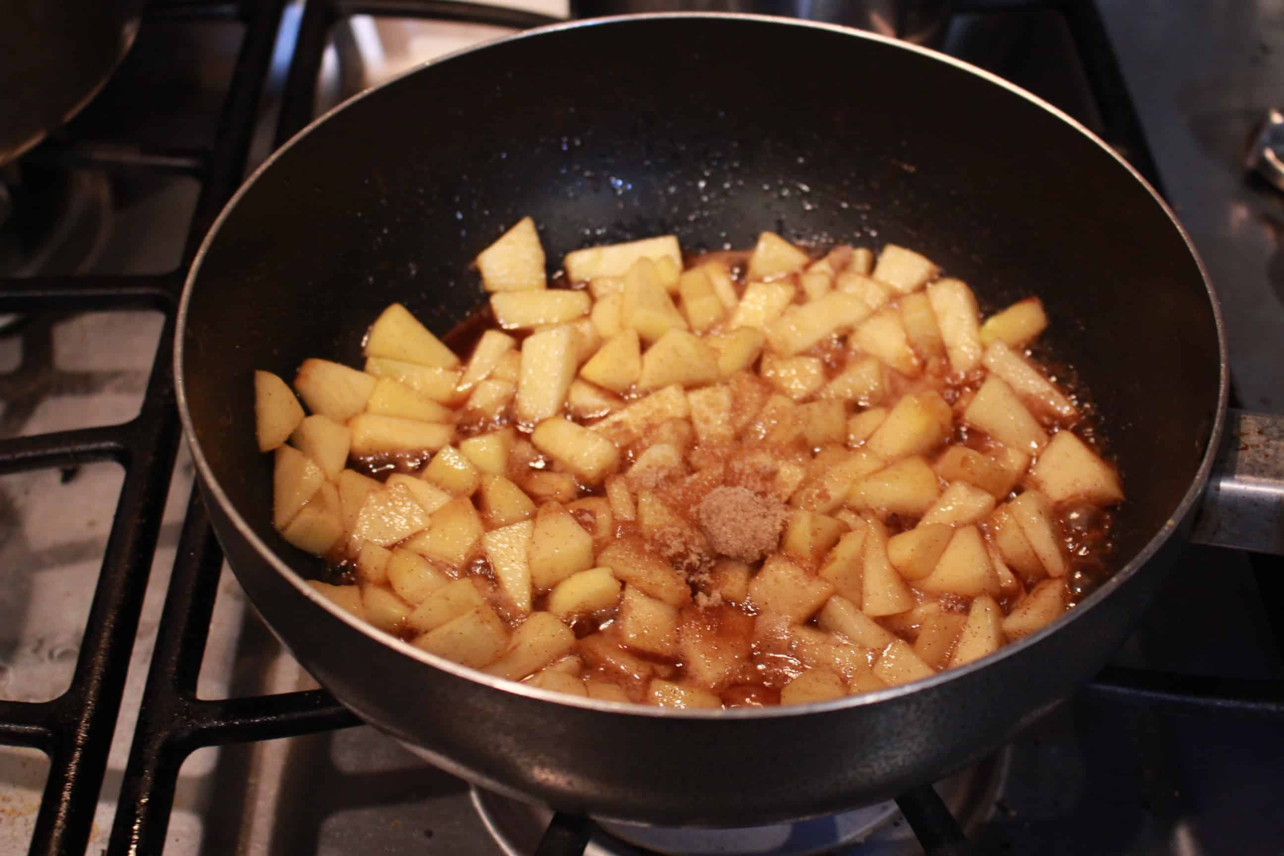 Apples cooking in a pan