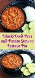 black eyed peas and potato stew in two angles - Pinterest Image