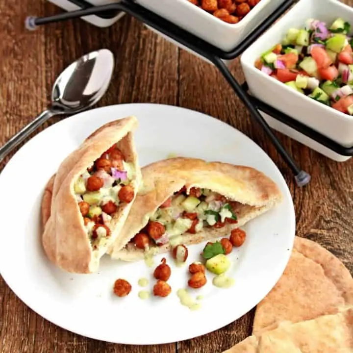 shawarma wrap with chickpeas in a plate