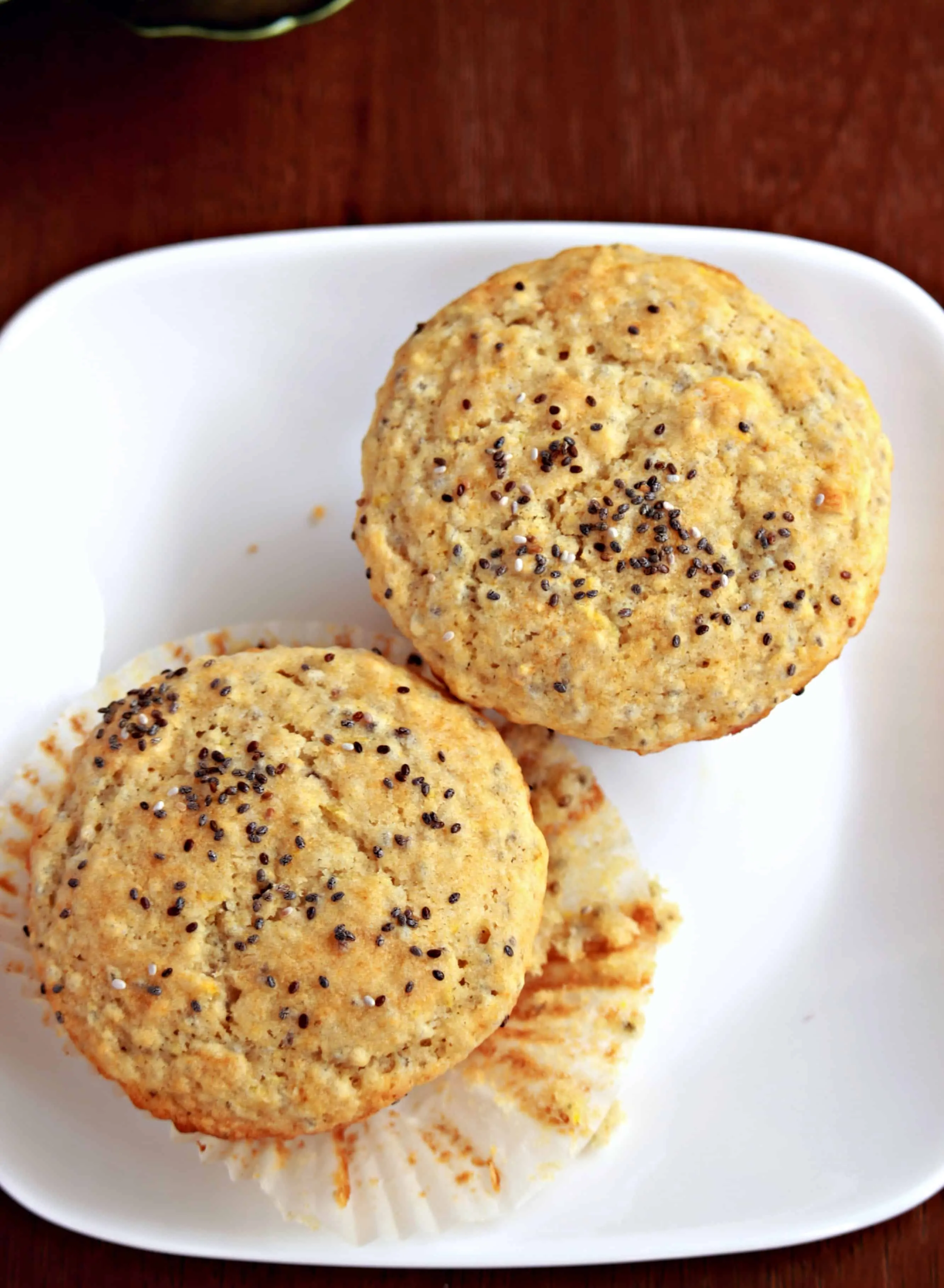 Lemon Chia Seed Muffins in a white plate