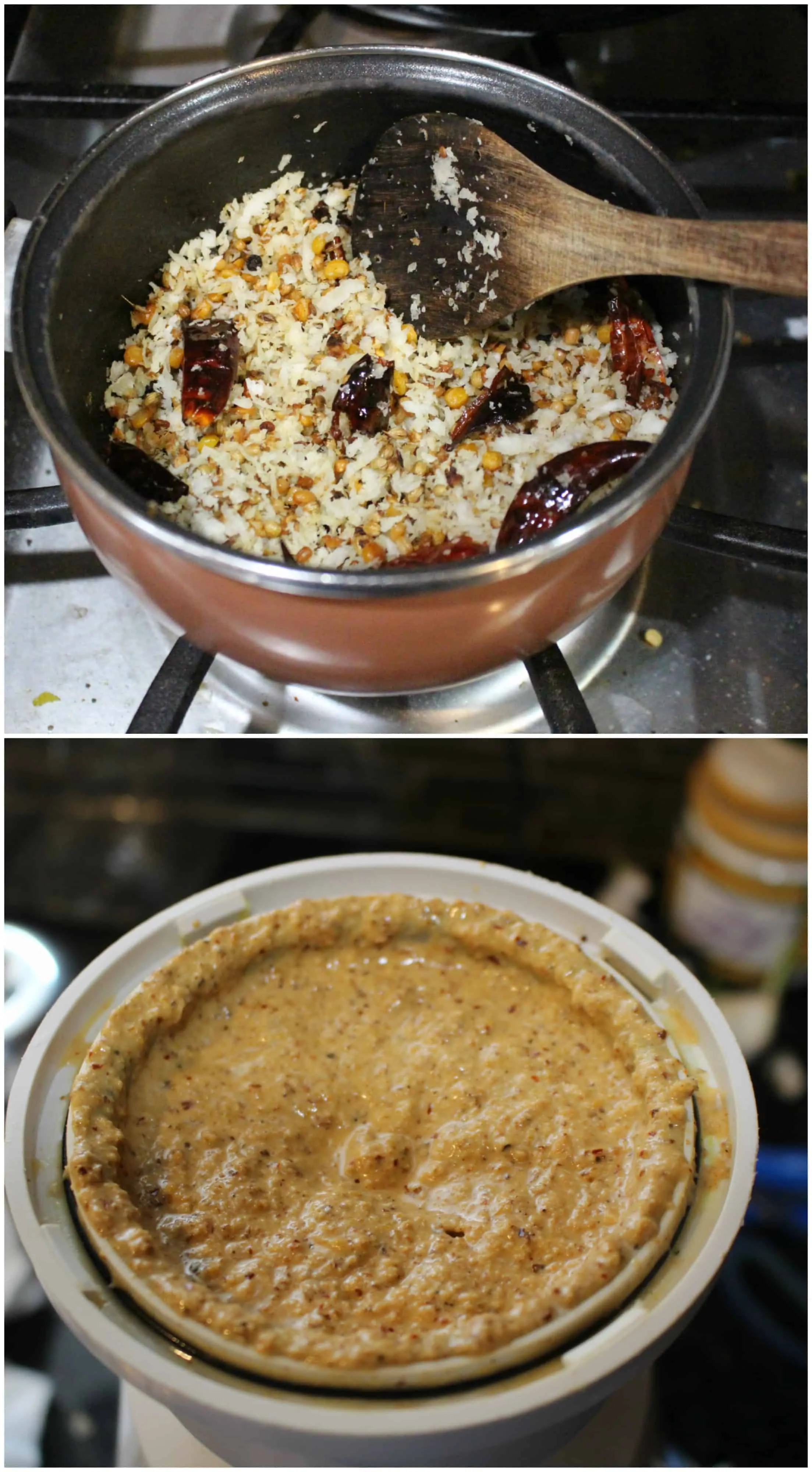 Cooking mixture in a pot and blend it into a paste.