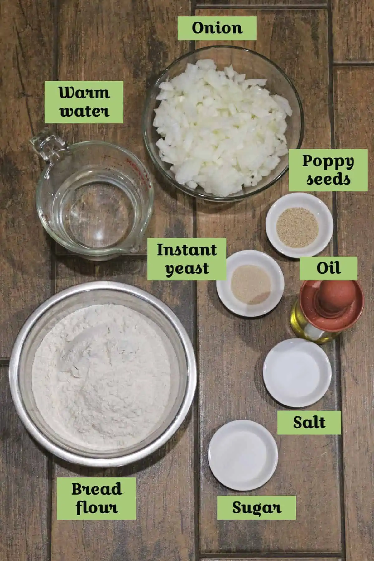 Ingredients needed to make bialy.