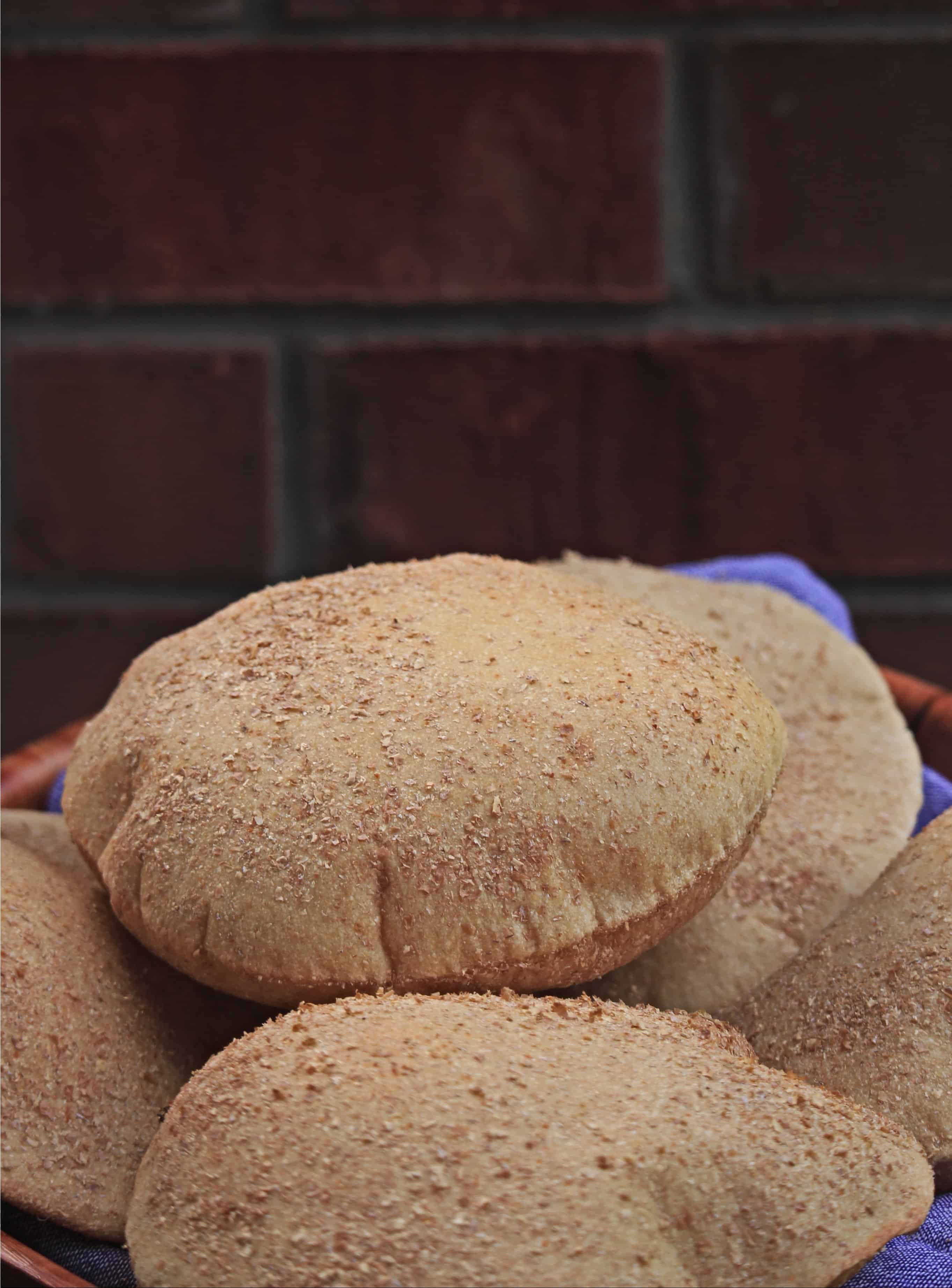 Rustic flatbread coated with wheat bran