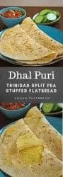 dhal puri in a blue plate with sides - Pinterest Image
