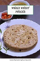 whole wheat roti flatbread with text.