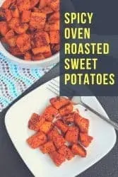 oven roasted spicy sweet potato in a plate