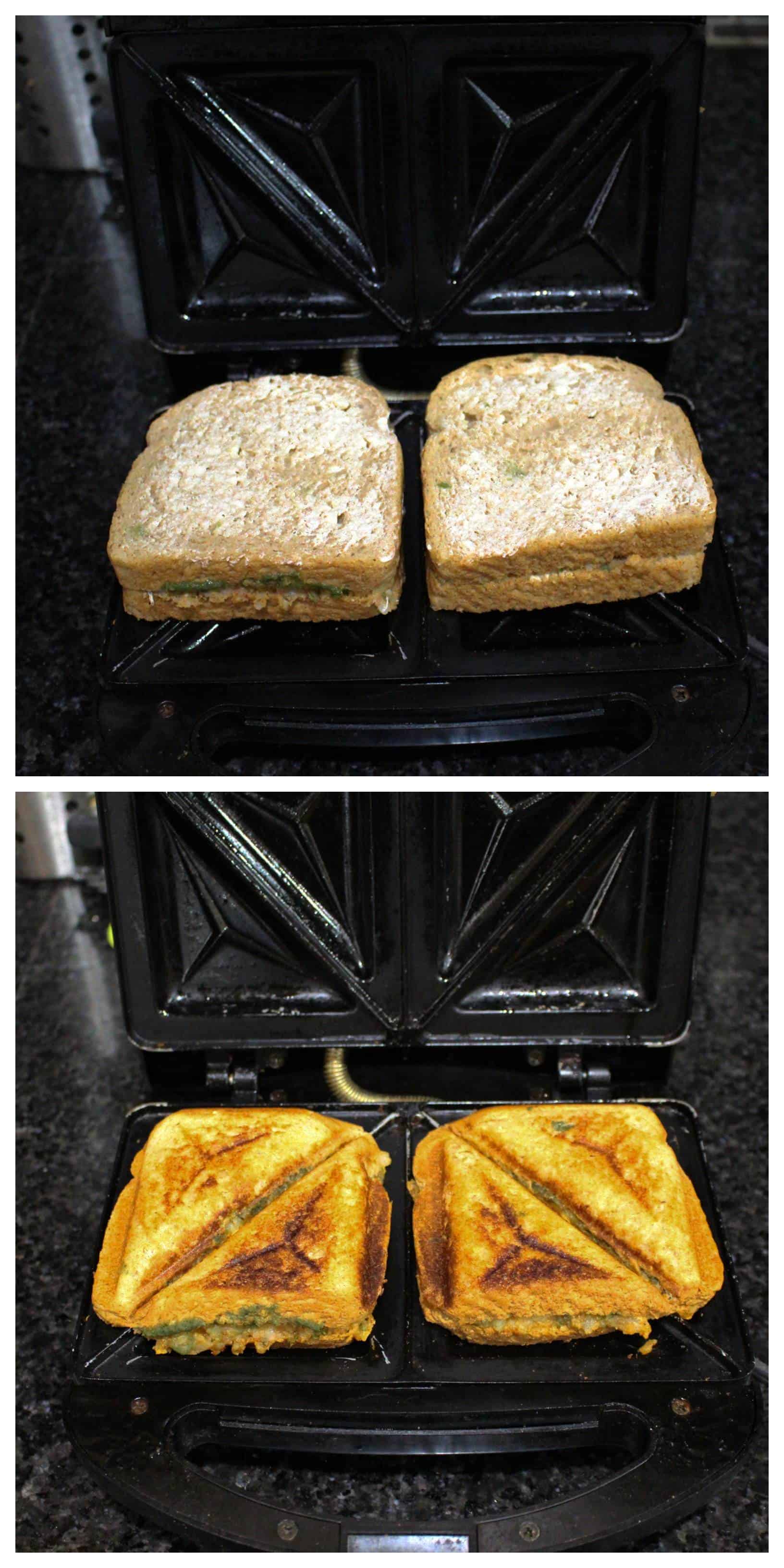 How to toast potato sandwich.