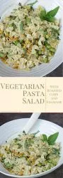 vegetarian pasta salad in two different angles - Pinterest Image