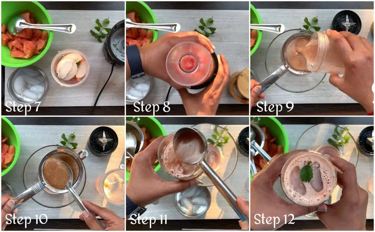Step by step process to make watermelon juice.