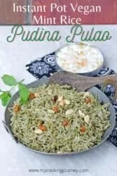 Pudina Pulao with raita on the side - Pinterest Image