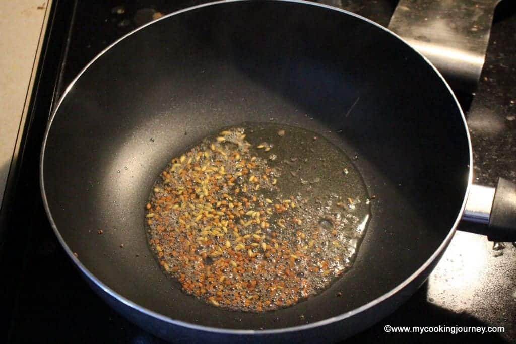 Heating the oil in a pan