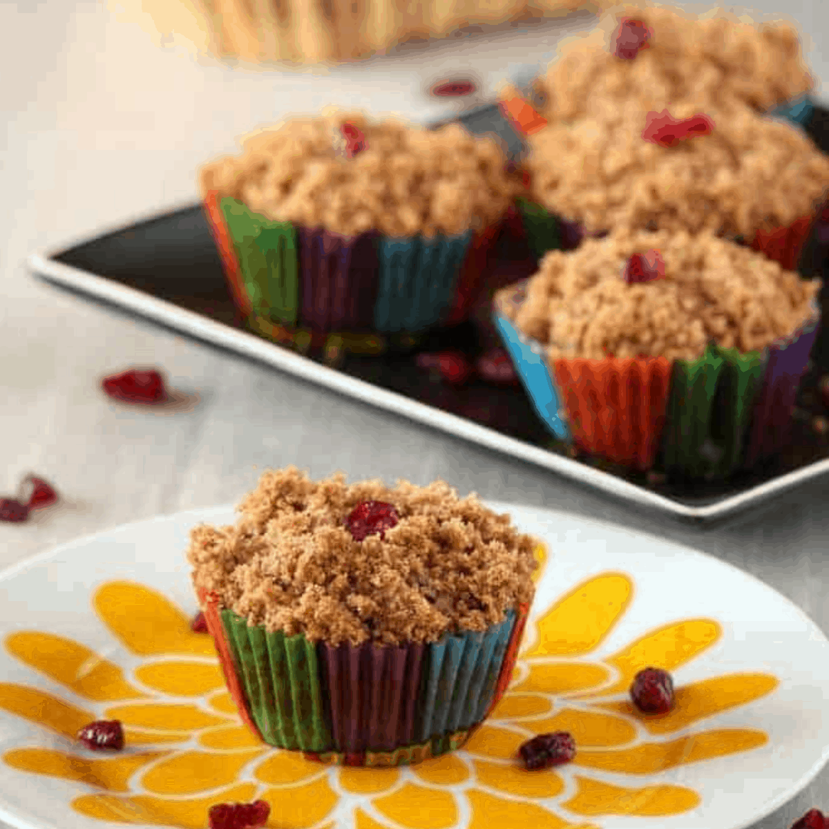 Whole Wheat Apple Cranberry Muffins With Streusel Topping