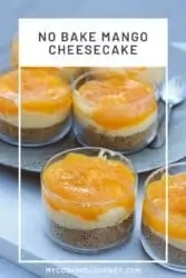 Mango cheesecake with text on the picture