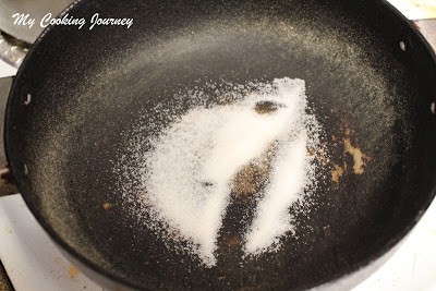 frying the salt in a Pan