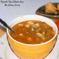 Vegetable Tofu and Sotanghon Soup in a Bowl