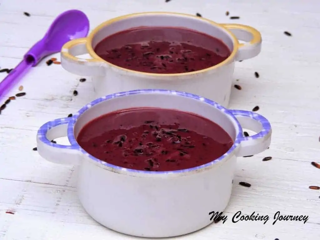 Black Rice Pudding served in a cup 