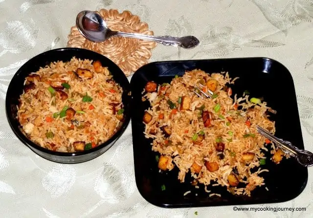 Paneer Pulao served in a plate