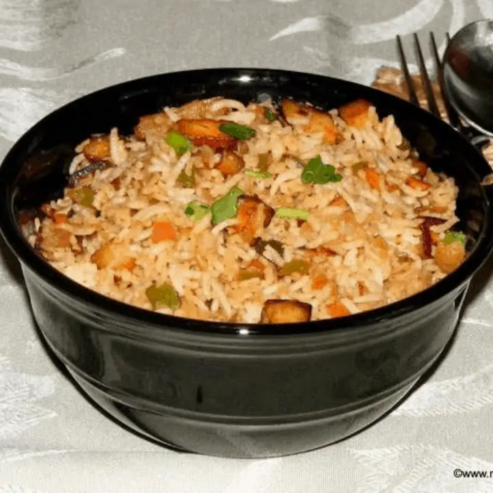 Paneer Pulao in a bowl